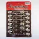 art. 820 Blister Bombilla Argentina bronce niquelado desarmable caño mediano repujado y pico bañado