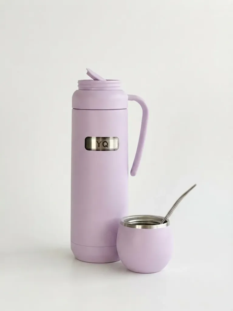 Termo con mate YQ 1Lt (Blanco)