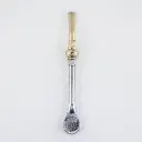 art. 212 Bombilla Brasilera Latón Cromado caño redondo virola de bronce pico bañado coco paleta con piedra simil rubi 