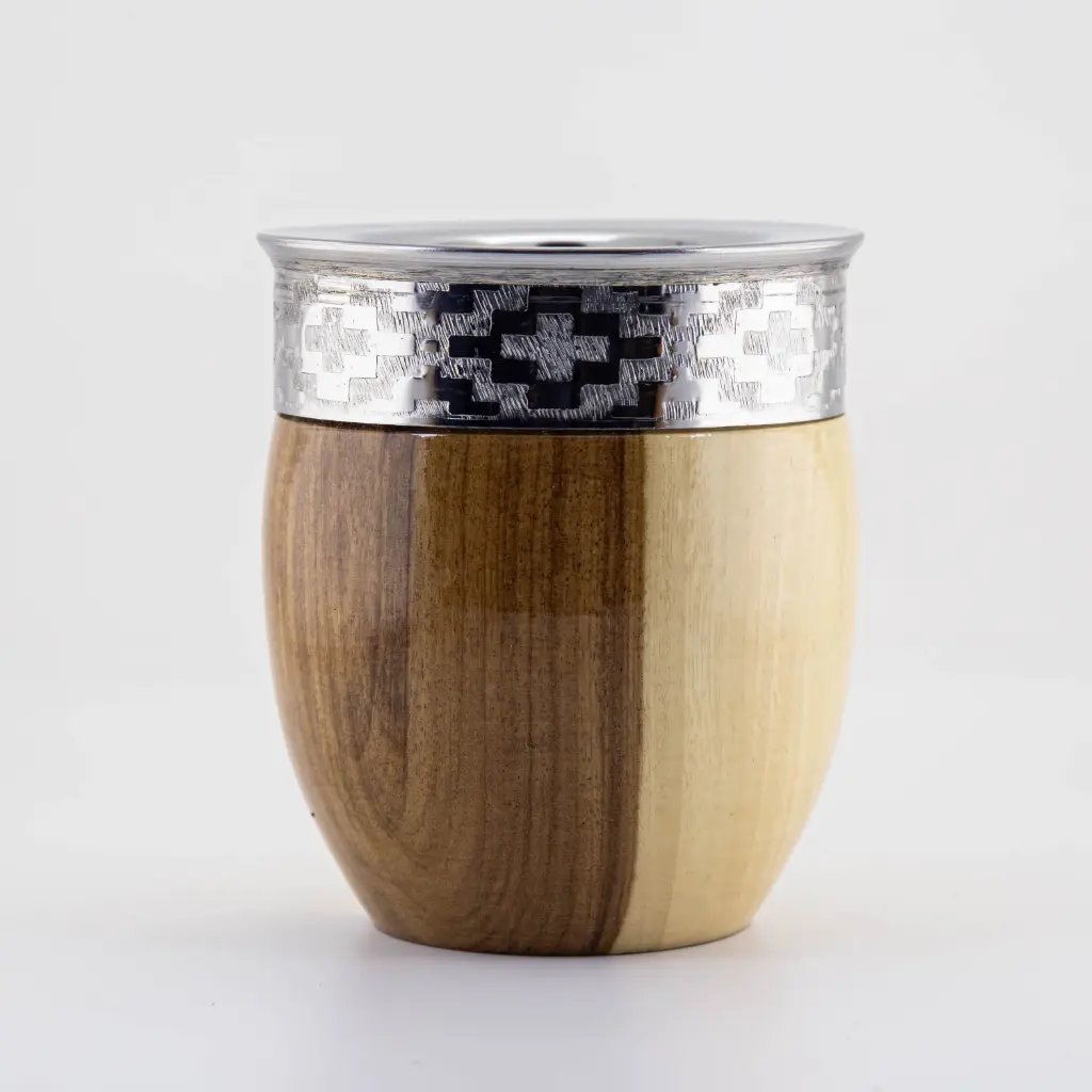 art. m077 Mate Imperial de lapacho con virola y fleje de acero inoxidable