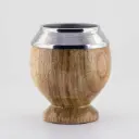 art. m080 Mate Uruguayo de lapacho con virola y fleje de acero inoxidable