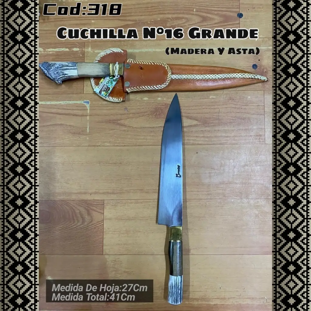 [c318] Cuchilla N°16 Grande (Madera y Asta)