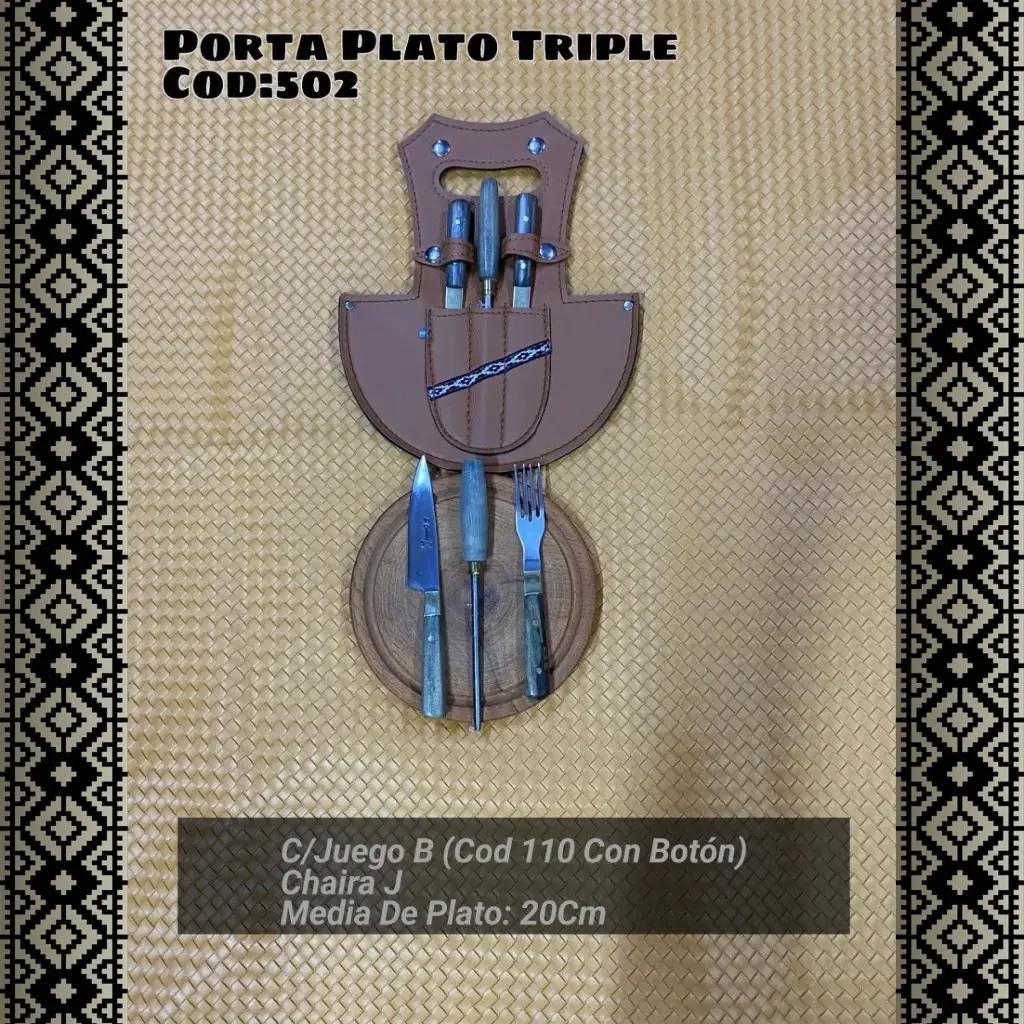 [c502] Porta Plato Triple con Juego B (Con Botón)