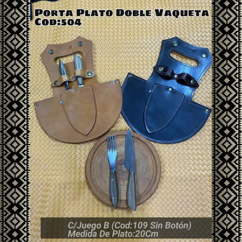 [c504] Porta Plato Doble Vaqueta con Juego B