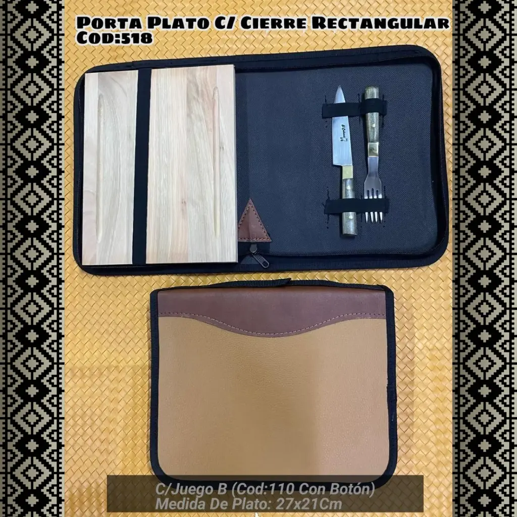 [c518] Porta Plato con Cierre Rectangular con Juego B (con Botón)
