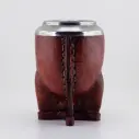 art. m032 Mate torpedo de cuero liso calabaza con virola de acero inoxidable