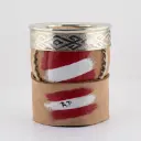 art. m060 Mate Uruguayo de cuero vaqueta pintado calabaza con virola y fleje de alpaca cocido con tiento y base de cuero pintada